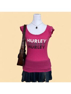 y2k hurley pink logo emo grunge baby tee
